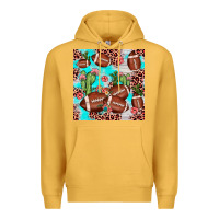 Mustard football leopard cactus seamless pattern Premium Hoodie - JahusDesignShop