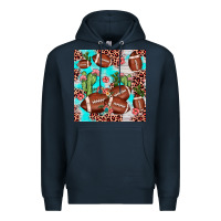 Navy football leopard cactus seamless pattern Premium Hoodie - JahusDesignShop