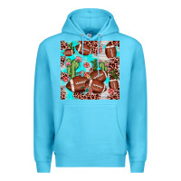 Ocean Blue football leopard cactus seamless pattern Premium Hoodie - JahusDesignShop