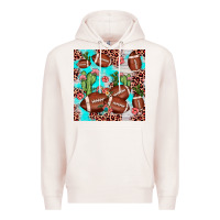 Pale Pink football leopard cactus seamless pattern Premium Hoodie - JahusDesignShop