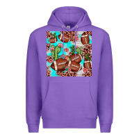 Purple football leopard cactus seamless pattern Premium Hoodie - JahusDesignShop