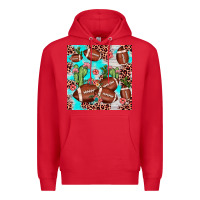 Red football leopard cactus seamless pattern Premium Hoodie - JahusDesignShop