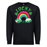Black Lucky and blessed rainbow Premium Sweatshirt - RanaPortraitStore