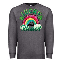 Charcoal Heather Lucky and blessed rainbow Premium Sweatshirt - RanaPortraitStore