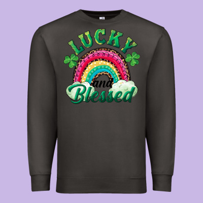 Premium Sweatshirt Lucky and blessed rainbow