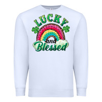 White Lucky and blessed rainbow Premium Sweatshirt - RanaPortraitStore