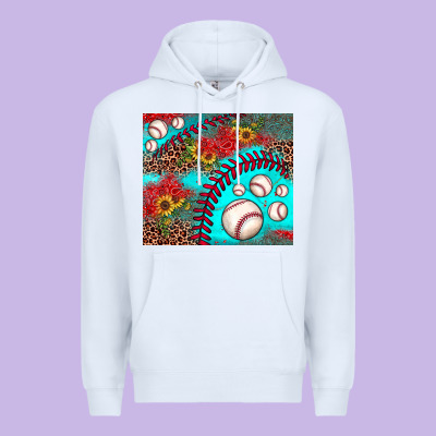 Baseball Leopard Turquoise Sunflower Premium Hoodie Designed By Jahusdesignshop