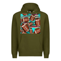 Army Green football leopard turquoise seamless pattern Premium Hoodie - JahusDesignShop