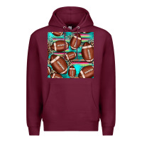 Burgundy football leopard turquoise seamless pattern Premium Hoodie - JahusDesignShop