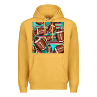 Mustard football leopard turquoise seamless pattern Premium Hoodie - JahusDesignShop
