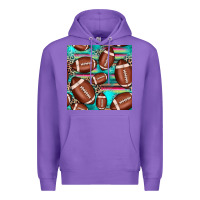 Purple football leopard turquoise seamless pattern Premium Hoodie - JahusDesignShop