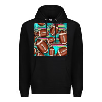 Black football leopard turquoise seamless pattern Premium Hoodie - JahusDesignShop