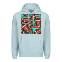 Blue Mist football leopard turquoise seamless pattern Premium Hoodie - JahusDesignShop