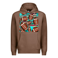 Chestnut football leopard turquoise seamless pattern Premium Hoodie - JahusDesignShop