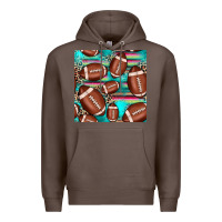 Coffee football leopard turquoise seamless pattern Premium Hoodie - JahusDesignShop