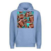 Colony Blue football leopard turquoise seamless pattern Premium Hoodie - JahusDesignShop
