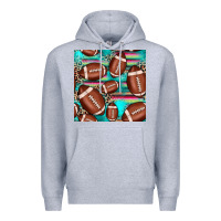 Heather Grey football leopard turquoise seamless pattern Premium Hoodie - JahusDesignShop
