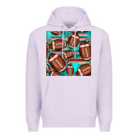 Lilac football leopard turquoise seamless pattern Premium Hoodie - JahusDesignShop