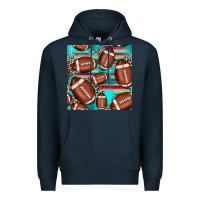Navy football leopard turquoise seamless pattern Premium Hoodie - JahusDesignShop