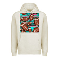 Oatmeal Heather football leopard turquoise seamless pattern Premium Hoodie - JahusDesignShop