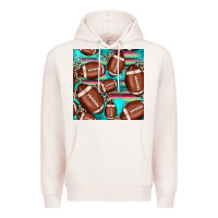 Pale Pink football leopard turquoise seamless pattern Premium Hoodie - JahusDesignShop