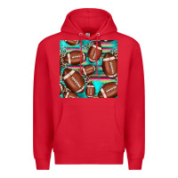 Red football leopard turquoise seamless pattern Premium Hoodie - JahusDesignShop