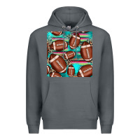 Rock football leopard turquoise seamless pattern Premium Hoodie - JahusDesignShop