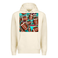 Tofu football leopard turquoise seamless pattern Premium Hoodie - JahusDesignShop