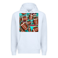 White football leopard turquoise seamless pattern Premium Hoodie - JahusDesignShop