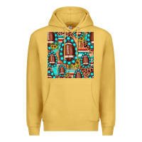 Antique Gold football leopard turquoise gemstone sunflower seamless pattern Premium Hoodie - JahusDesignShop