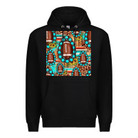 Black football leopard turquoise gemstone sunflower seamless pattern Premium Hoodie - JahusDesignShop