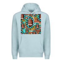 Blue Mist football leopard turquoise gemstone sunflower seamless pattern Premium Hoodie - JahusDesignShop