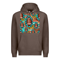 Coffee football leopard turquoise gemstone sunflower seamless pattern Premium Hoodie - JahusDesignShop