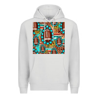 Dove Grey football leopard turquoise gemstone sunflower seamless pattern Premium Hoodie - JahusDesignShop