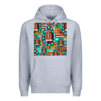 Heather Grey football leopard turquoise gemstone sunflower seamless pattern Premium Hoodie - JahusDesignShop