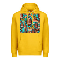 Lemon football leopard turquoise gemstone sunflower seamless pattern Premium Hoodie - JahusDesignShop