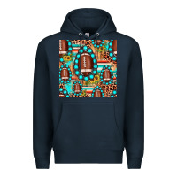 Navy football leopard turquoise gemstone sunflower seamless pattern Premium Hoodie - JahusDesignShop