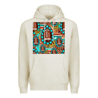 Oatmeal Heather football leopard turquoise gemstone sunflower seamless pattern Premium Hoodie - JahusDesignShop