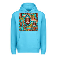 Ocean Blue football leopard turquoise gemstone sunflower seamless pattern Premium Hoodie - JahusDesignShop