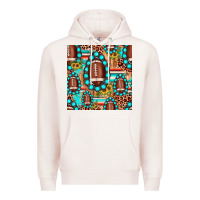 Pale Pink football leopard turquoise gemstone sunflower seamless pattern Premium Hoodie - JahusDesignShop