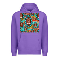 Purple football leopard turquoise gemstone sunflower seamless pattern Premium Hoodie - JahusDesignShop