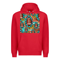 Red football leopard turquoise gemstone sunflower seamless pattern Premium Hoodie - JahusDesignShop