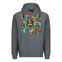 Rock football leopard turquoise gemstone sunflower seamless pattern Premium Hoodie - JahusDesignShop