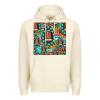 Sandshell football leopard turquoise gemstone sunflower seamless pattern Premium Hoodie - JahusDesignShop