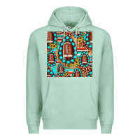 Seafoam football leopard turquoise gemstone sunflower seamless pattern Premium Hoodie - JahusDesignShop