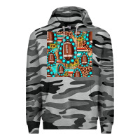 Slate Camo football leopard turquoise gemstone sunflower seamless pattern Premium Hoodie - JahusDesignShop