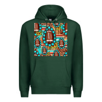 Sports Green football leopard turquoise gemstone sunflower seamless pattern Premium Hoodie - JahusDesignShop