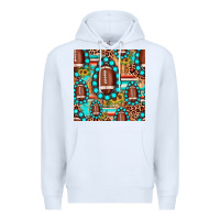 White football leopard turquoise gemstone sunflower seamless pattern Premium Hoodie - JahusDesignShop