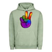 Pigment Oil Green pride peace hand Urban Hoodie - JahusDesignShop
