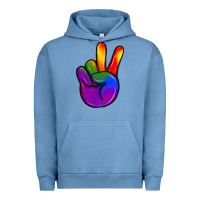 Pigment Pebble Blue pride peace hand Urban Hoodie - JahusDesignShop